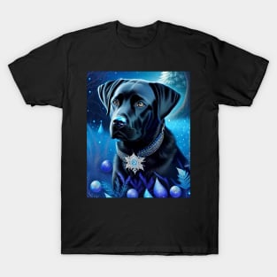 Black Labrador Blue Glow T-Shirt